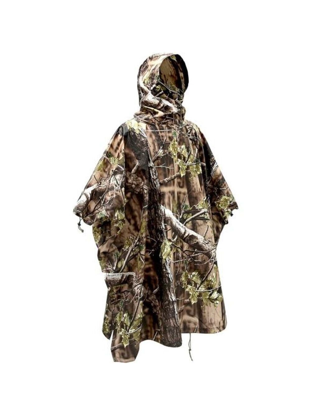 Camouflage Rain Poncho Waterproof Camo Raincoat Hunting Hiking Camping Fishing